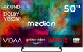 Smart TV MD850302, 50 pouces, téléviseur, HDR, son Dolby, Bluetooth, enregistrement PVR, MEDION 125