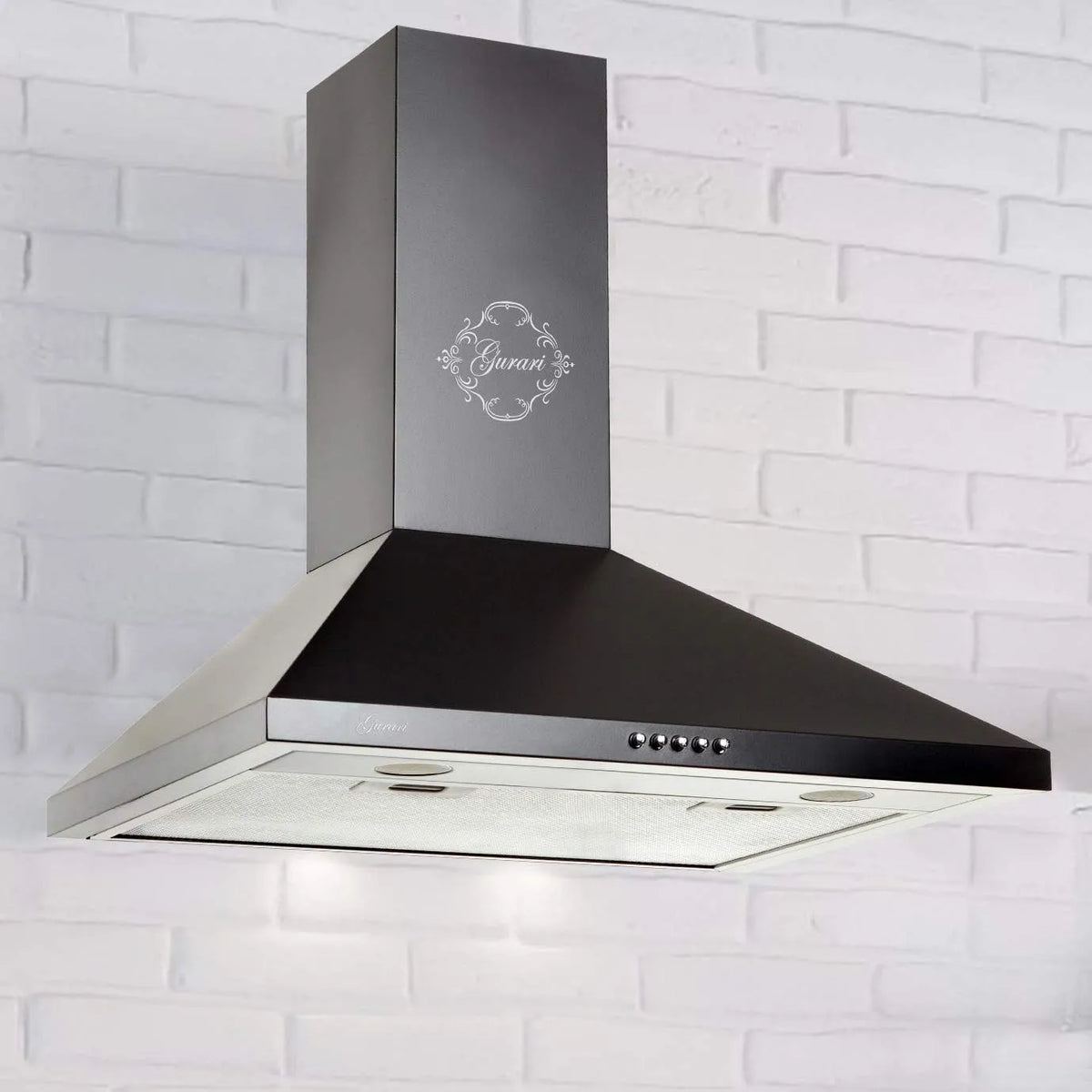 Hotte aspirante, 50 cm, 1000 m3/h, hotte de cuisine, 3 vitesses, installation murale, noir, LED