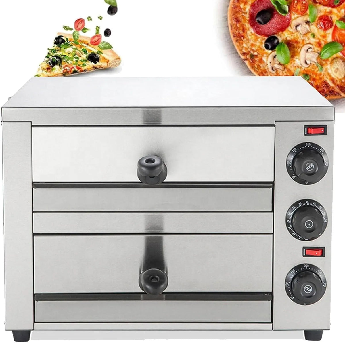 Four électrique à pizza 16in, minuteur, professionnel, restaurant, acier inoxydable, Machine à Pizza intérieure à 2 Couches, la Maison et Les fêtes