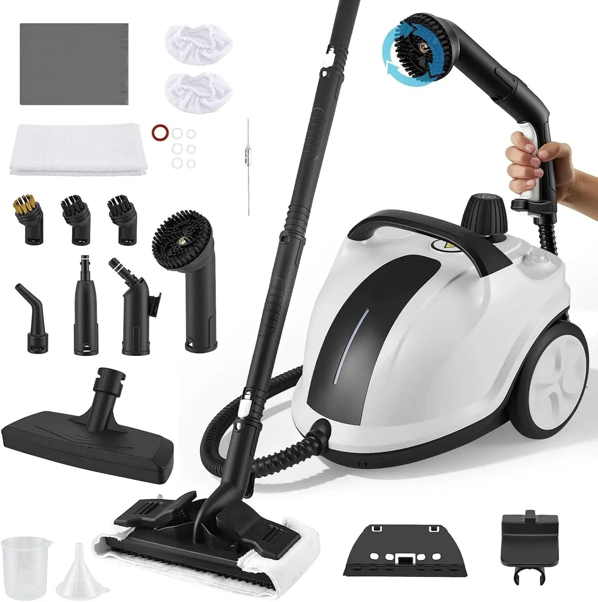 Nettoyeur vapeur, 2 L, 2000 W, portable, grand réservoir, usage sur sols, cuisine, voiture, vitres et canapé, Set Accessoires 18 Pièces