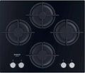 Plaque de cuisson à gaz QS61S/BK, 51 cm, 7300 W, encastrable, table de cuisson à gaz, noir, L 59, Hotpoint - QS61S/BK Plaque Gaz 4 Foyers en Verre