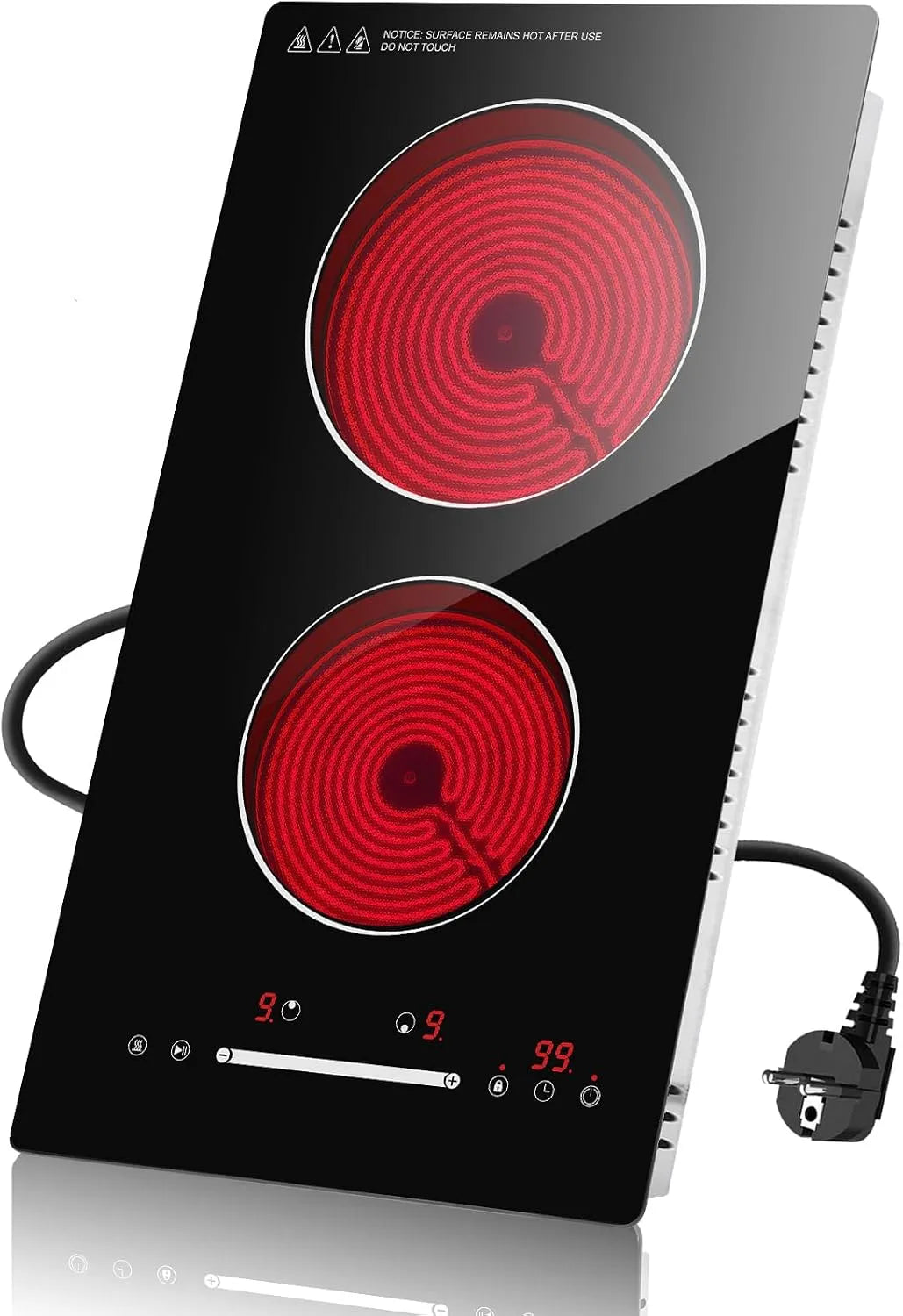 Plaque vitrocéramique, 30cm, 3000 W, encastrable, tactile, minuteur, verrouillage, Minuterie & Sécurité Enfant