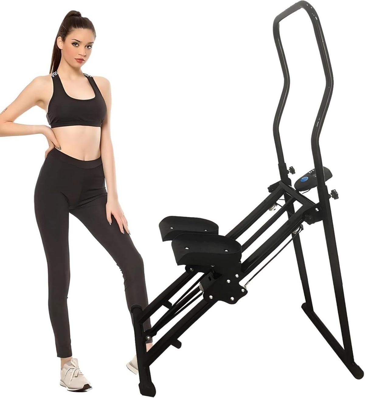 Stepper vertical – pliable, réglable, affichage LED, avec écran, noir