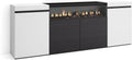 Cheminée électrique, Skraut Home, pour Buffet Salon et Cuisine, 200x75x35cm, 4 Portes, Meuble de Rangement, Commode
