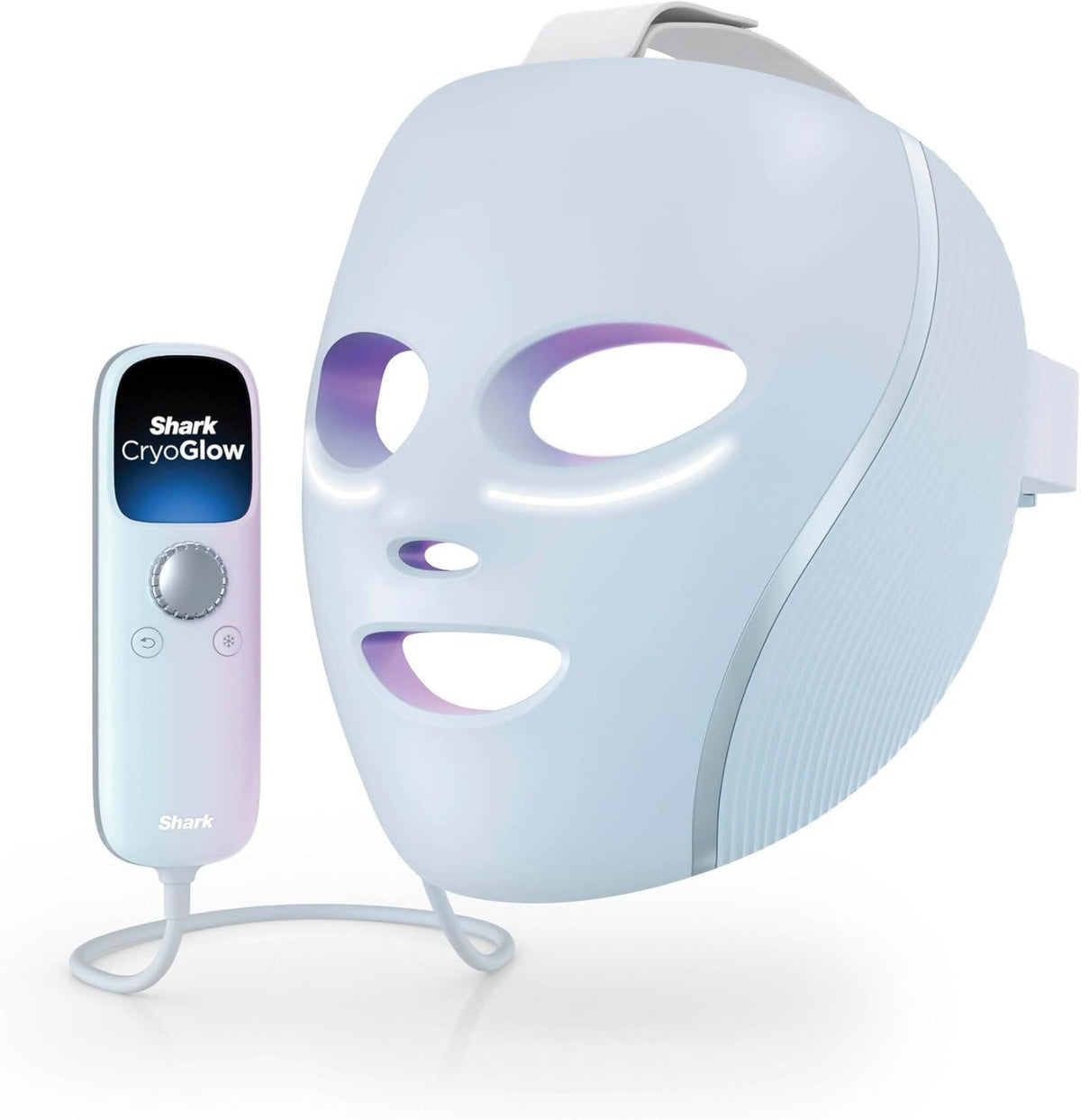 Masque LED Shark CryoGlow avec rafraîchissement du contour des yeux – avec port USB, réglable, avec télécommande, affichage LED, rouge