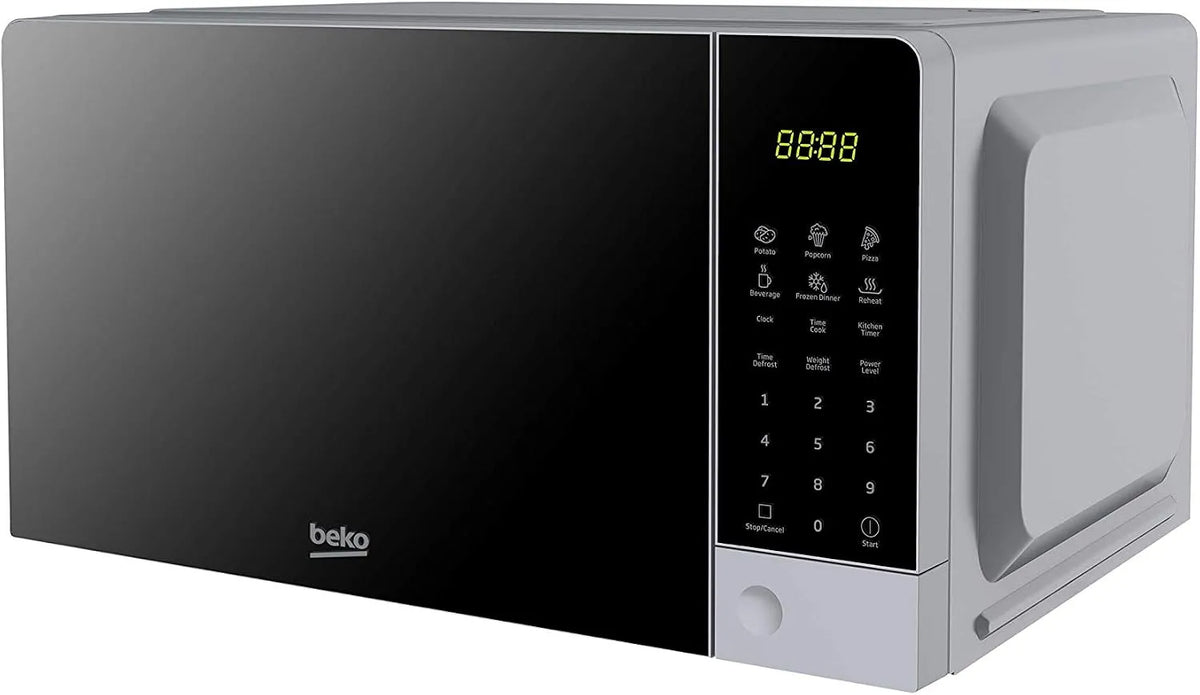 Beko Moc201103S Micro-ondes, 20 L, 700 W, 6 programmes, décongélation, four micro-ondes, argenté, 20 litres, numérique, argent