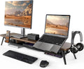 Moniteur, 108cm, portable, écran PC, Support Phone, PC, Tablette, Casque, Charge 45kg, 2 Appareils, Accessoires Montage G, Marron, Pieds Alu