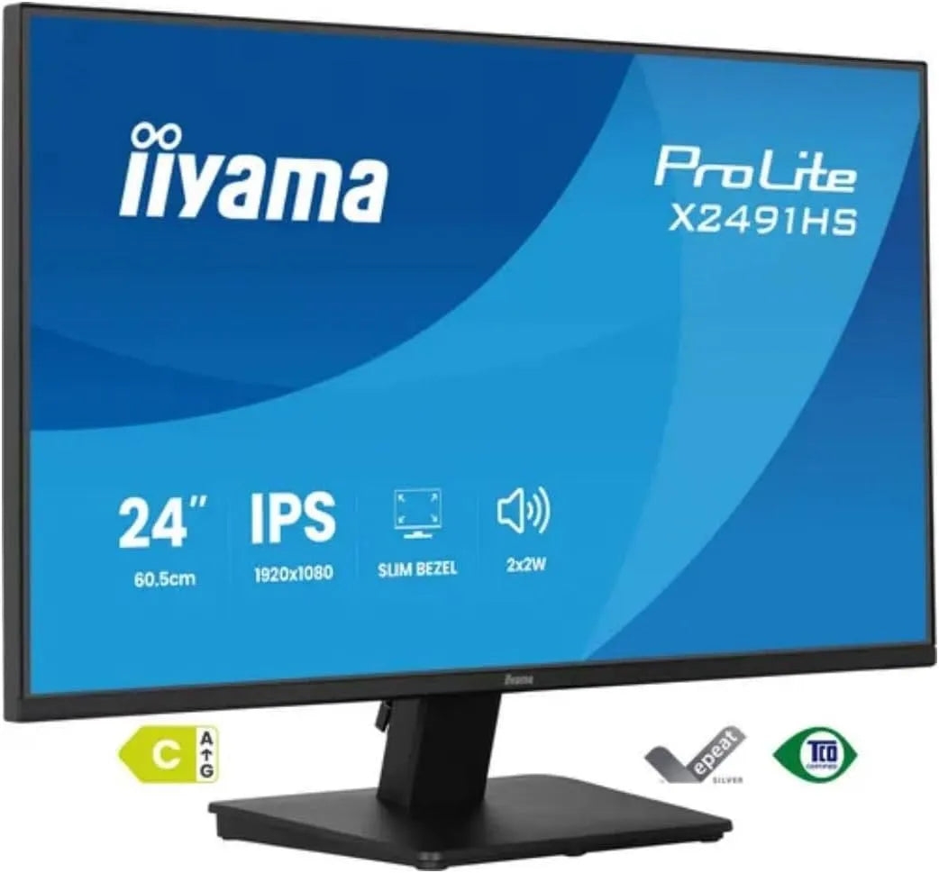 Moniteur, 120 Hz, iiyama xB2491HS-B1, Full HD, dalle IPS, Haut-parleurs intégrés, Pied Ergonomique et Design à Cadre Fin sur Les Quatre côtés