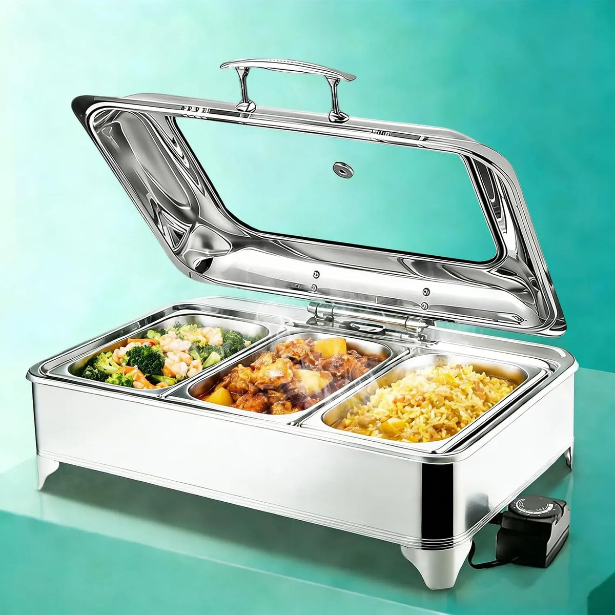 Chauffe-plats de buffet, 9 L, restaurant, acier inoxydable, 1/3 Pan