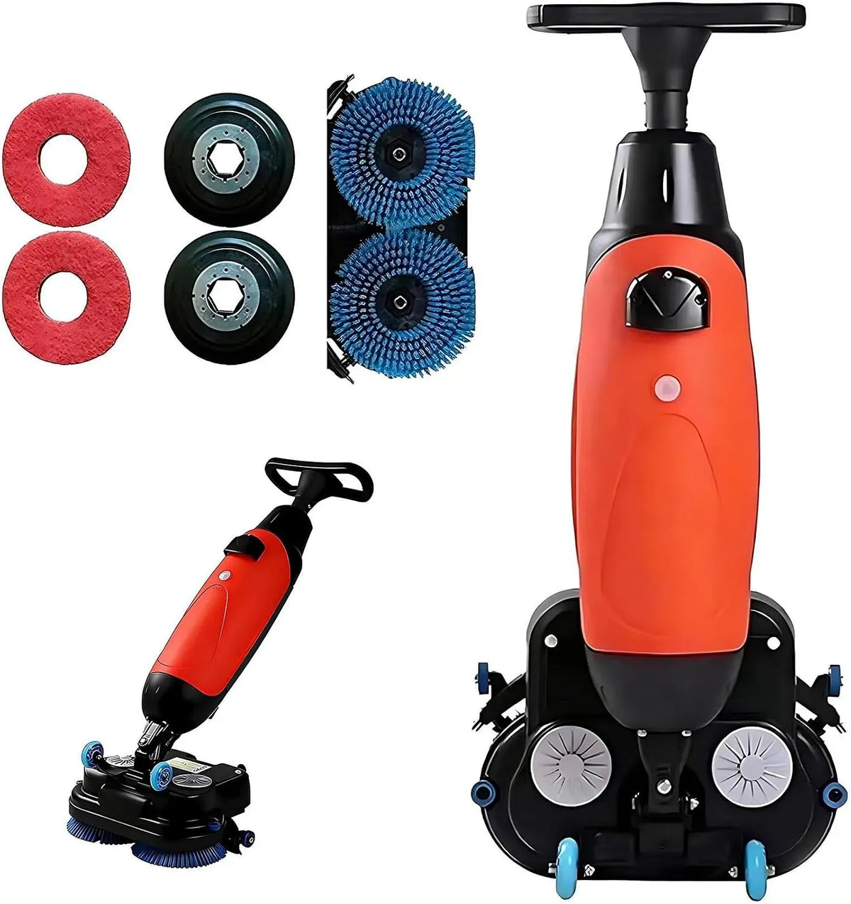 2 brosses réglables de 200 W, Automatique 36 V/10,5 A, pour Polisseuse de carrelage et autolaveuse de sols sans Fil, réservoirs d'eau séparés de 4 L