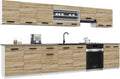 Produit Cuisine complète, Belini Italia 3 Meuble Cuisine Linéaire 320cm Chêne Sonoma, meubles hauts et bas inclus, montage facile