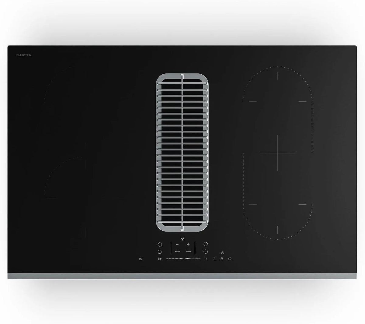 Klarstein Ustensile de cuisson, 80cm, 4 foyers, 7400 W, tactile, minuteur, verrouillage, noir, 4 Zones, Klarstein Verosteel Plaque Induction Avec
