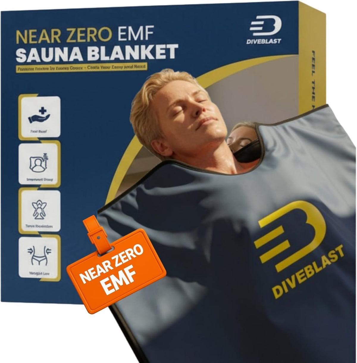 Couverture de sauna infrarouge – infrarouge lointain, bleu, DIVEBLAST