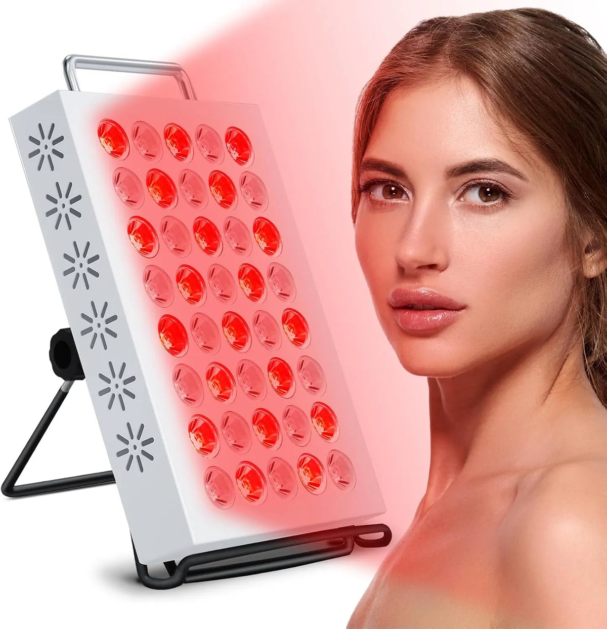 660nm 850nm Lumière Rouge pour Maison/Bureau, Rouge Infrarouge 660nm & 850nm, Panneau 40 LED équipé de Minuterie