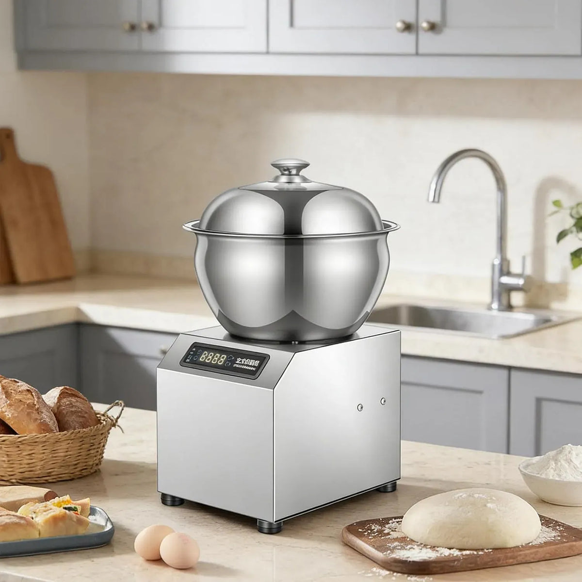 11lbs Machine à pétrir, 1800 W, 5 kg, minuteur, pizza, professionnel, fonction chauffante, pour pâte à Pain et Pizza 5kg