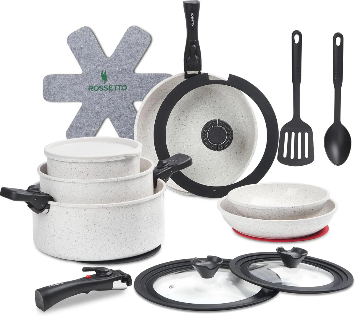 Ustensile de cuisson, amovible, Set de cuisine comprenant 23 pièces, sans PFOA et PFOS, ROSSETTO