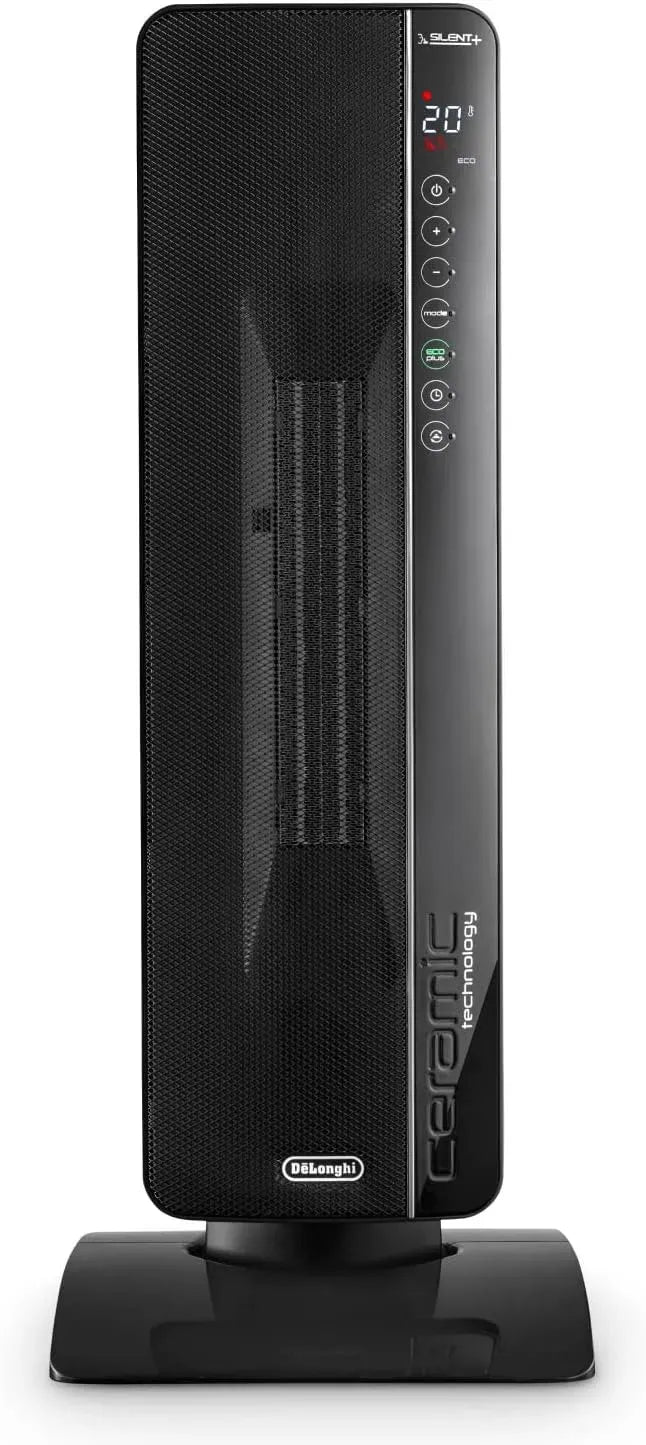 De'Longhi 24h TCH8993ER.BC Radiateur électrique, 2400 W, minuteur, 3 niveaux, oscillation, dimensions personnalisables, noir, Système d'Oscillation