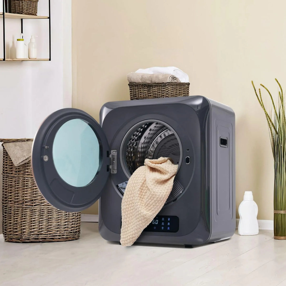Sèche-linge, 6 programmes, classe énergétique E, installation murale, acier inoxydable, gris, Séchoir à gaz d'échappement, 6 fonctions, seche linge